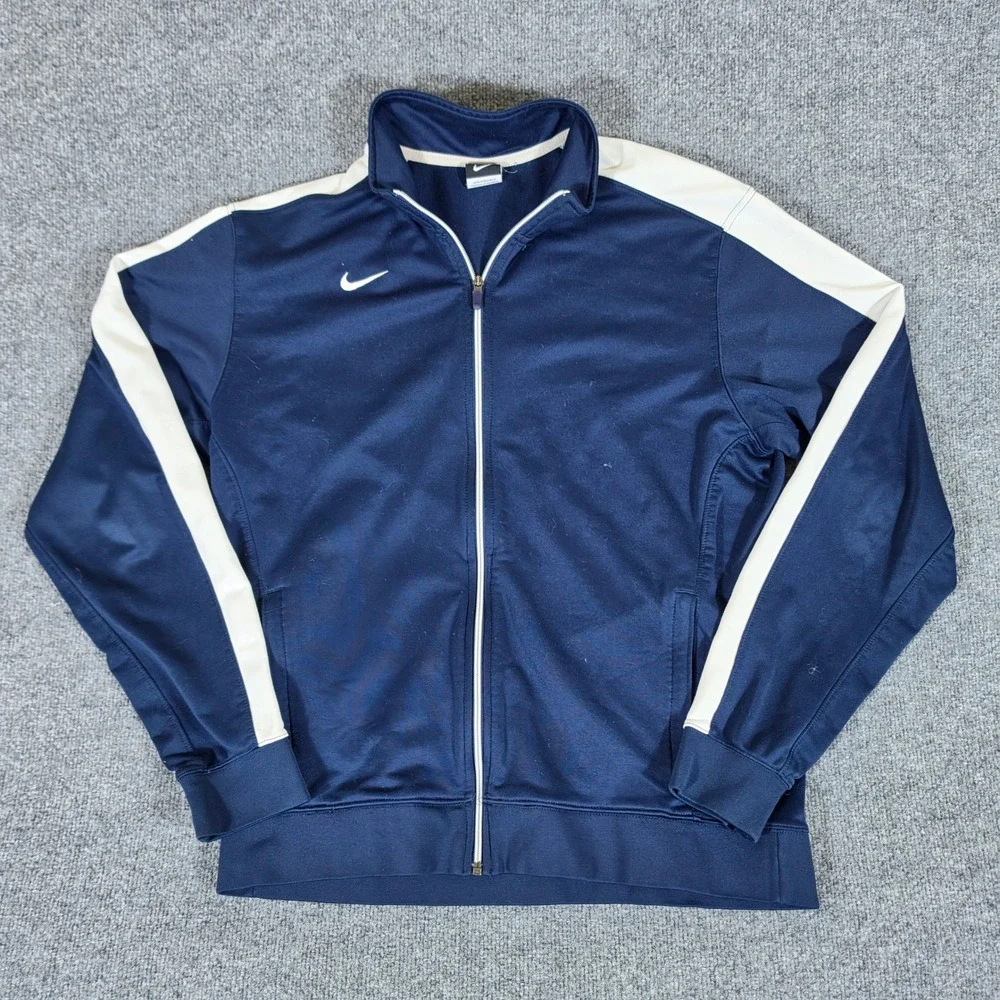 Nike Mens 3XLT Navy Blue White Stripe Full Zip Tracksuit Jacket and Pants Set